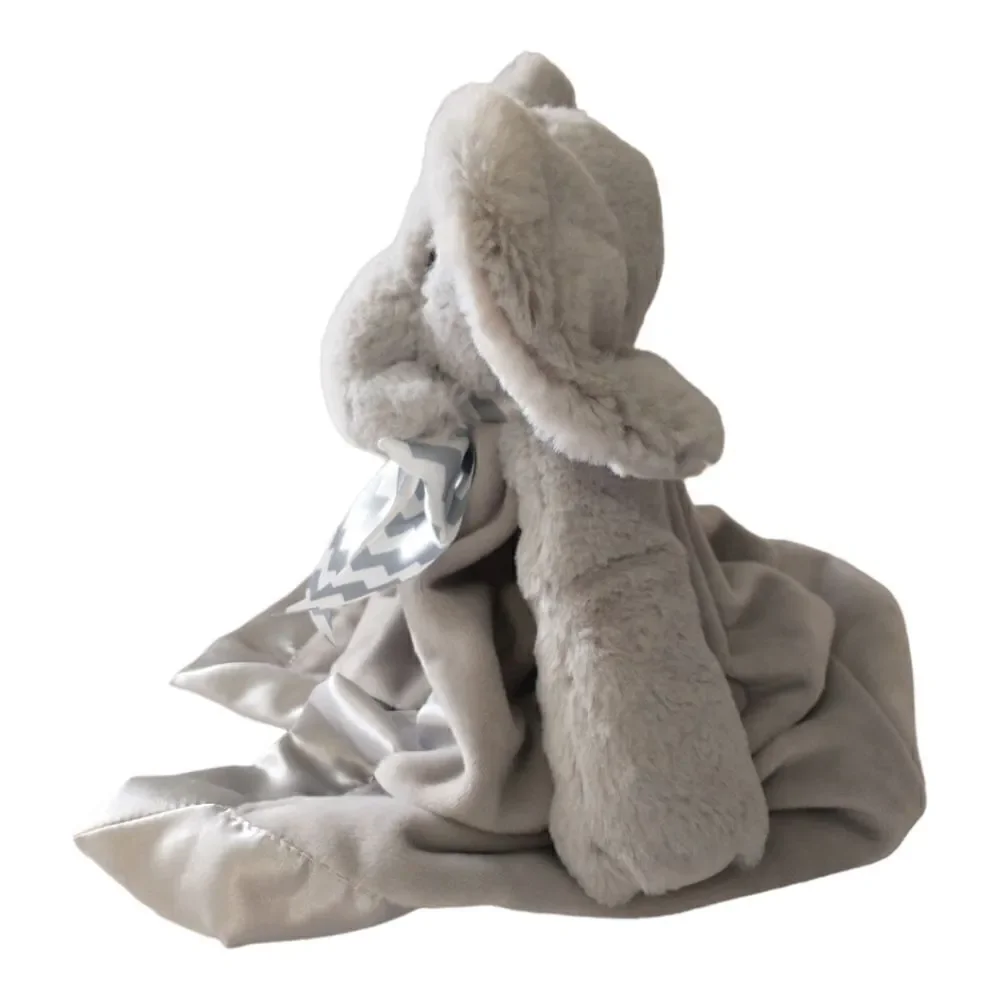 Bearington Baby Elephant Lovey Lil Spout Snuggler Gray Security Blanket Satin.‎